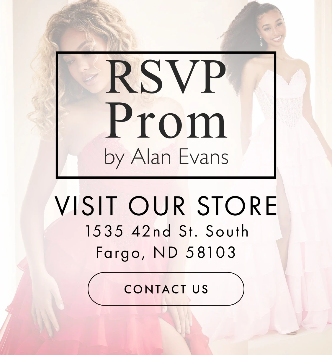 Models wearing Ellie Wilde Prom dresses, mobile banner